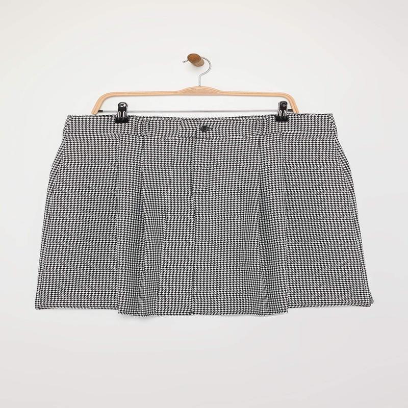 Curve Women's Hahnentrittmuster Short / Mini A-Line Plus Size Skirt