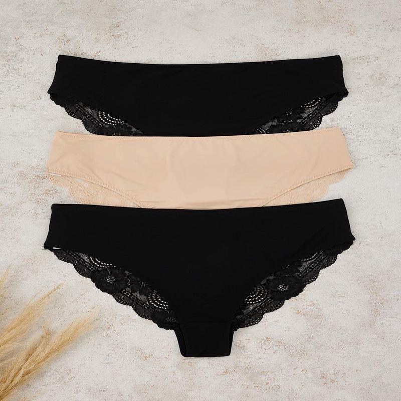 Curve Women's 3 Pack Black Straight Plus Size Panties