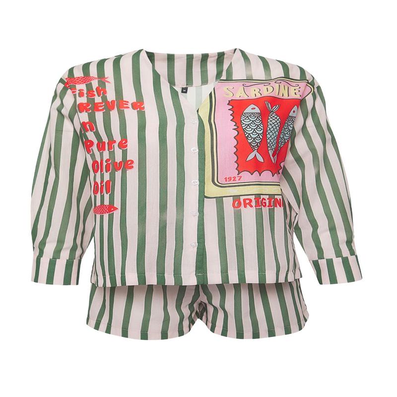 Women's Very Colorful Striped Short Beachwear Fitted Two Piece Sets