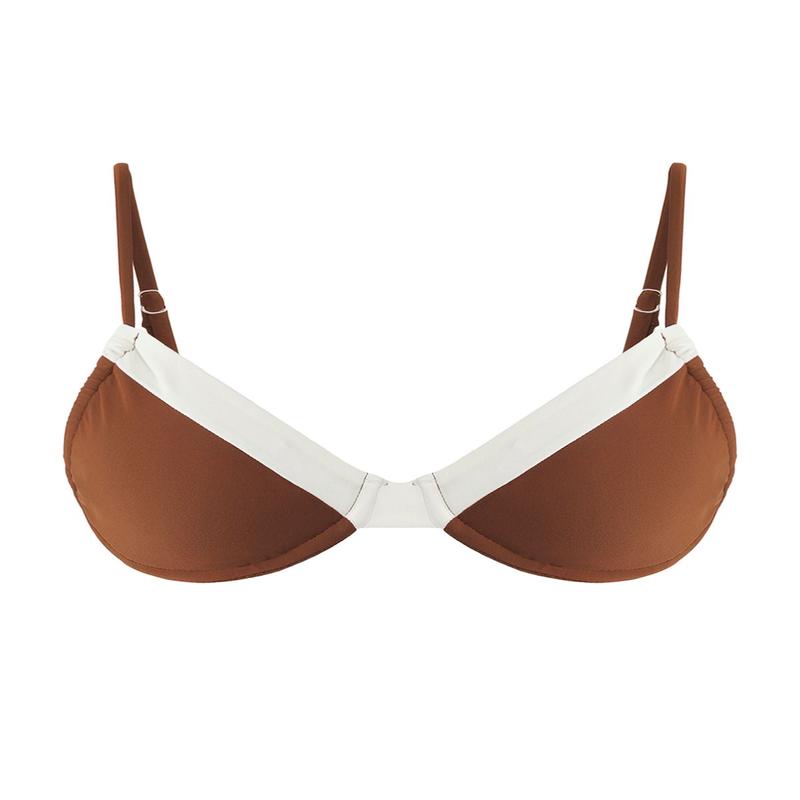 Women's Brown Straight Disposal Container Bikini Top