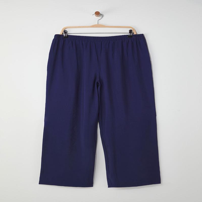 Curve Women's Navy Blue Straight High Waist Plus Size Pants