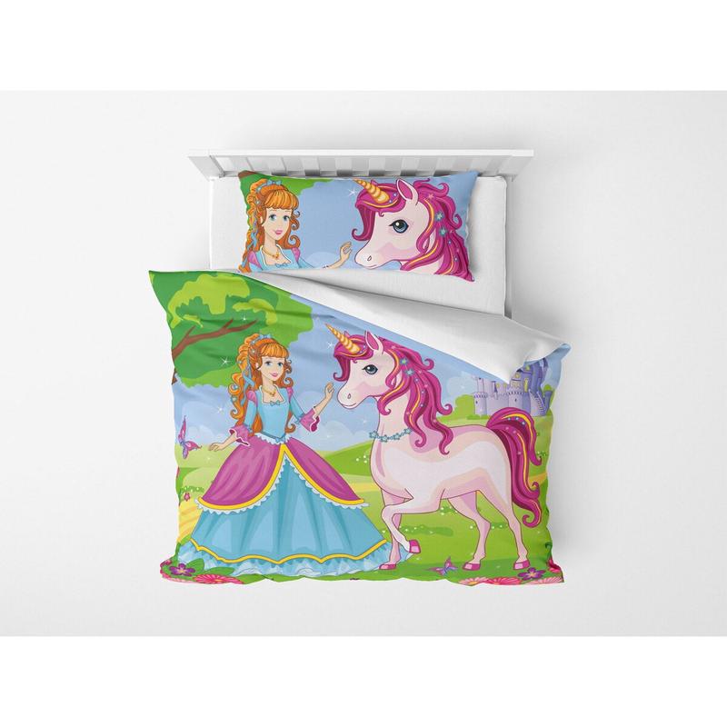 3D Digital Print Micro Satin Single Duvet Cover Set Unicorn | Bedding Set, Bedroom Decor