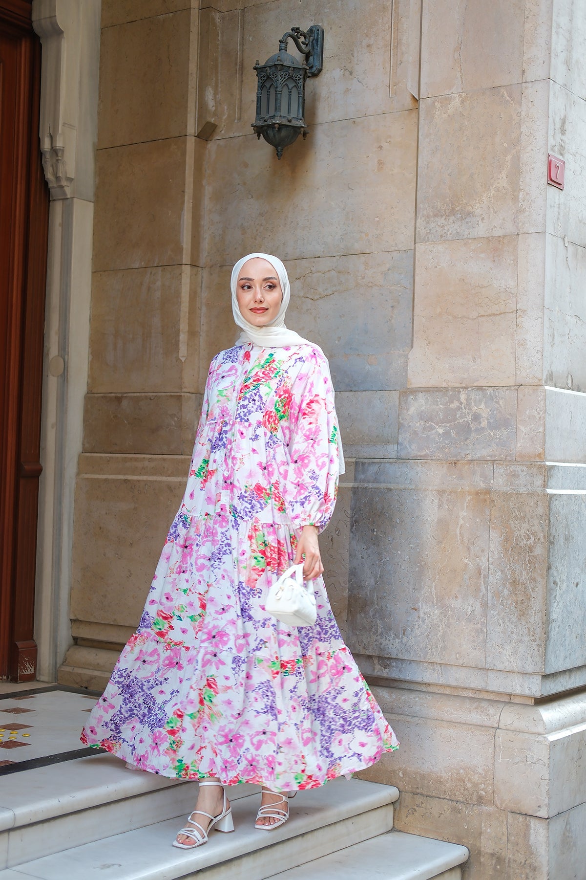 Fuchsia Dress With Geometric Patterns