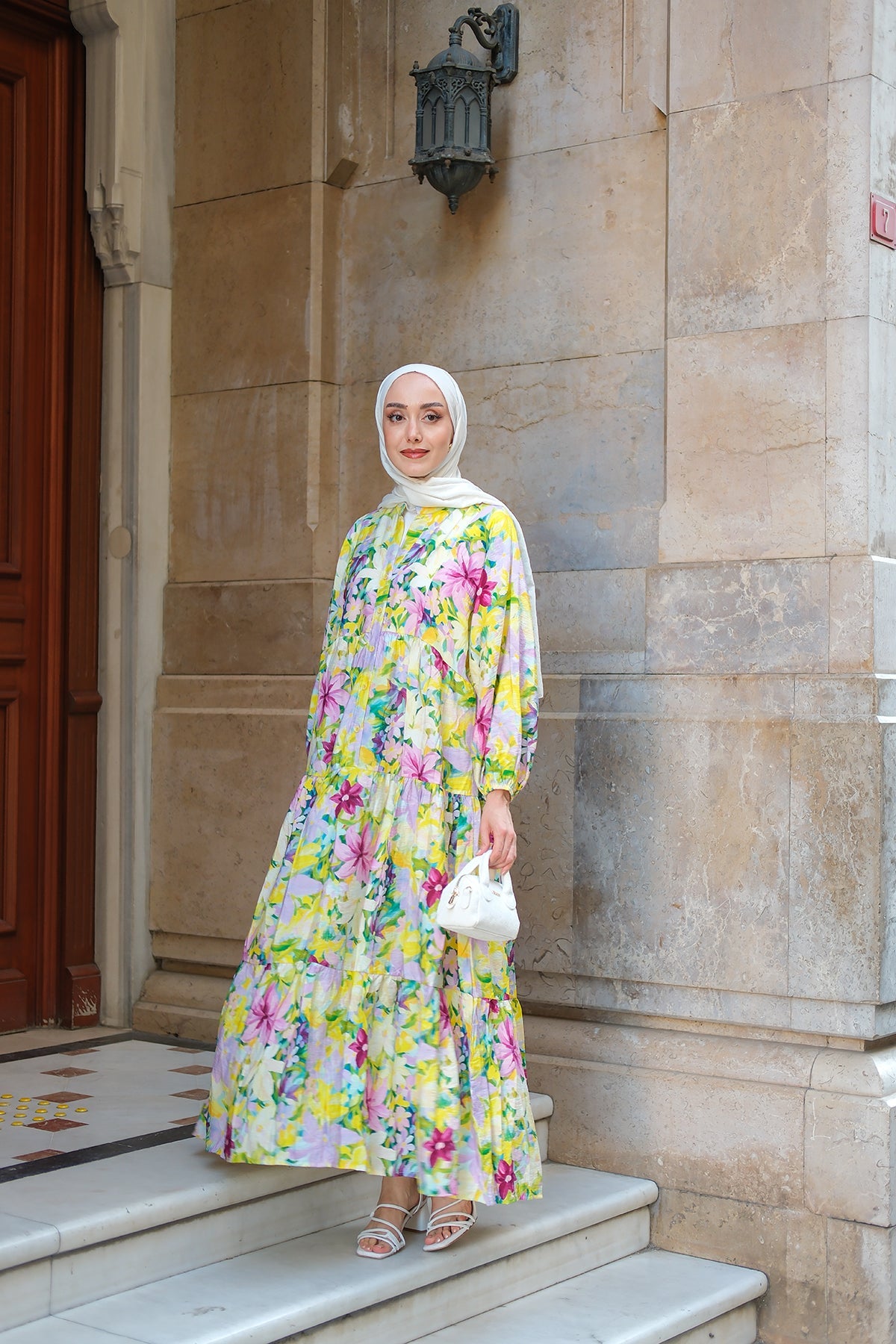 Yellow Dress With Floral Patterns