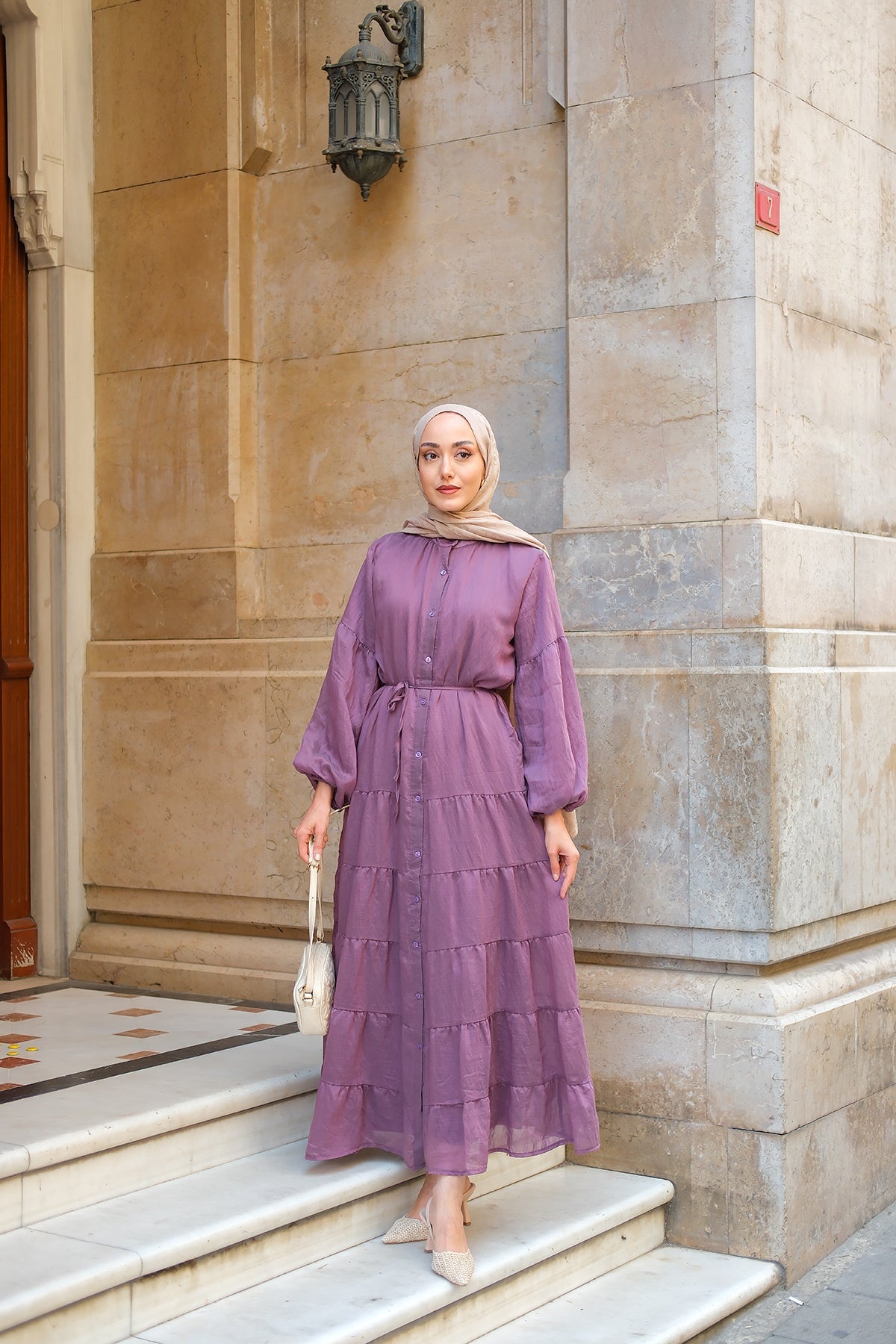 Lined Tulle Dress Plum