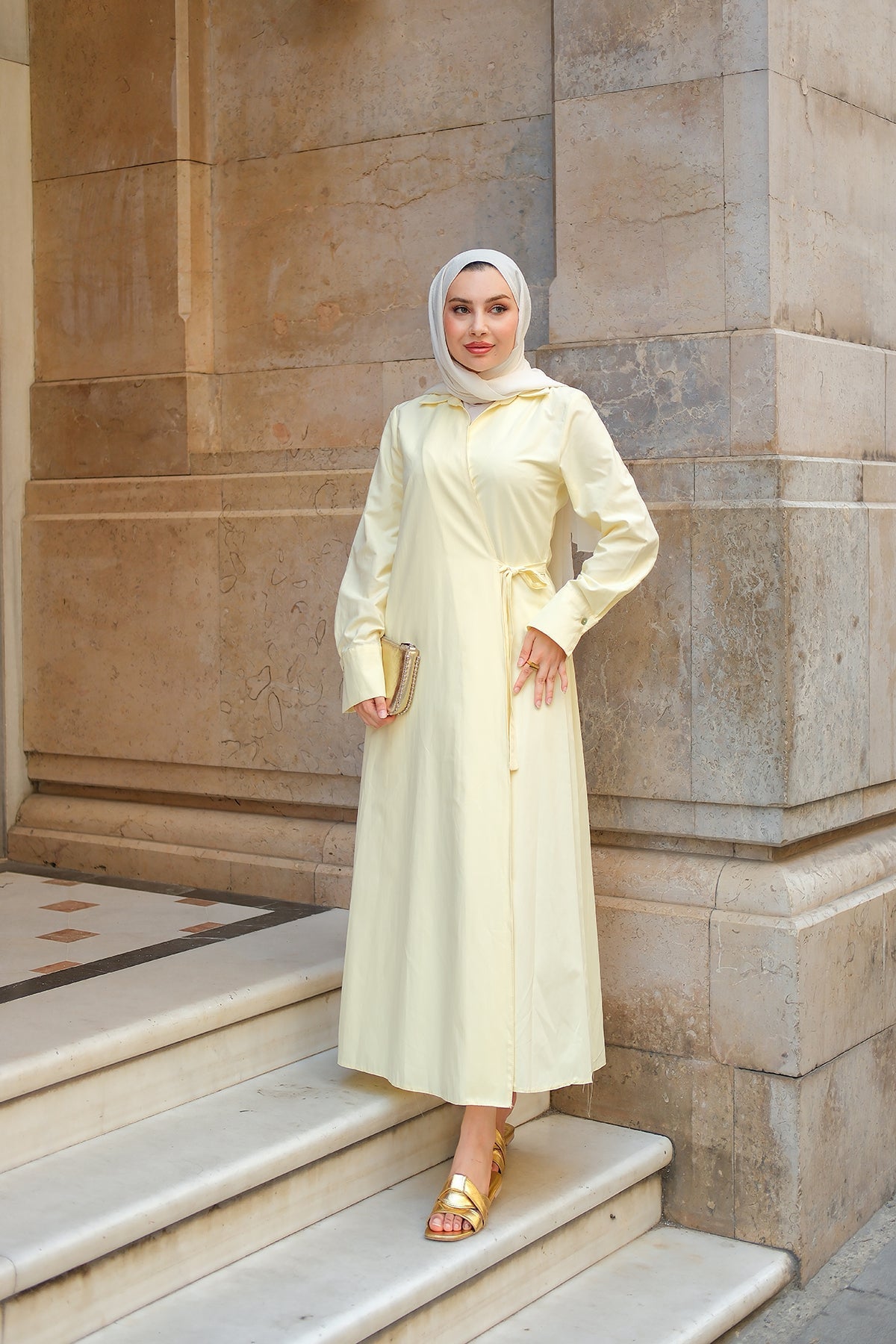 Poplin Side-Tie Dress Yellow