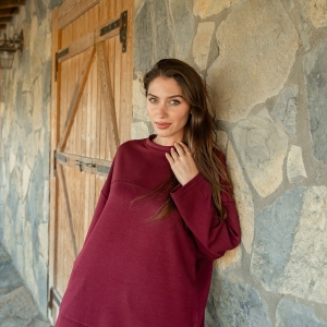 Oval Cut Tunic  Burgundy