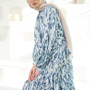 Mirami Patterned Jacquard Dress Blue