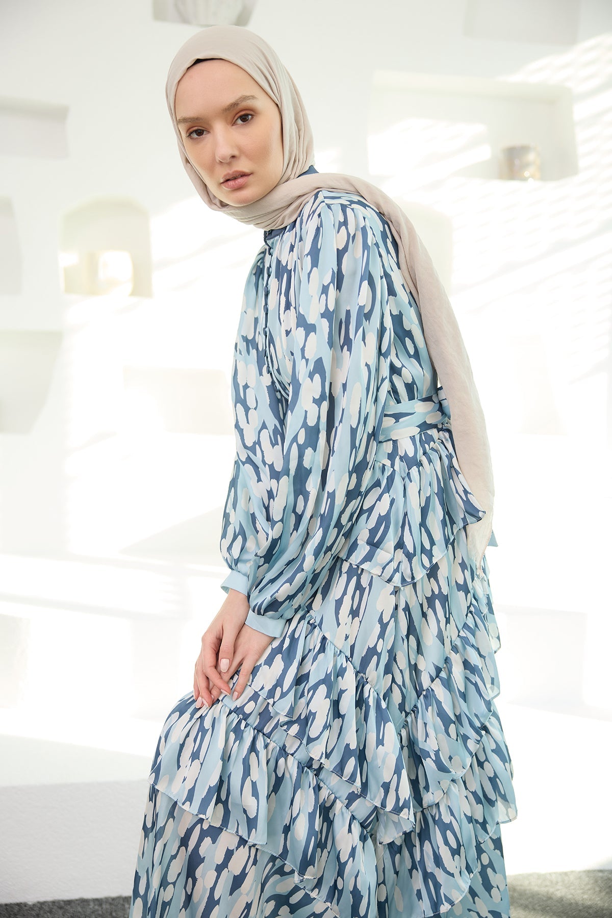 Mirami Patterned Jacquard Dress Blue