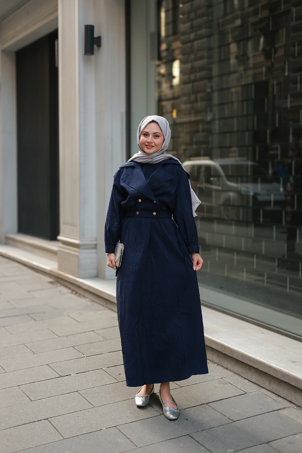 Navy Blue Sleeveless Dress With Bolero Detail