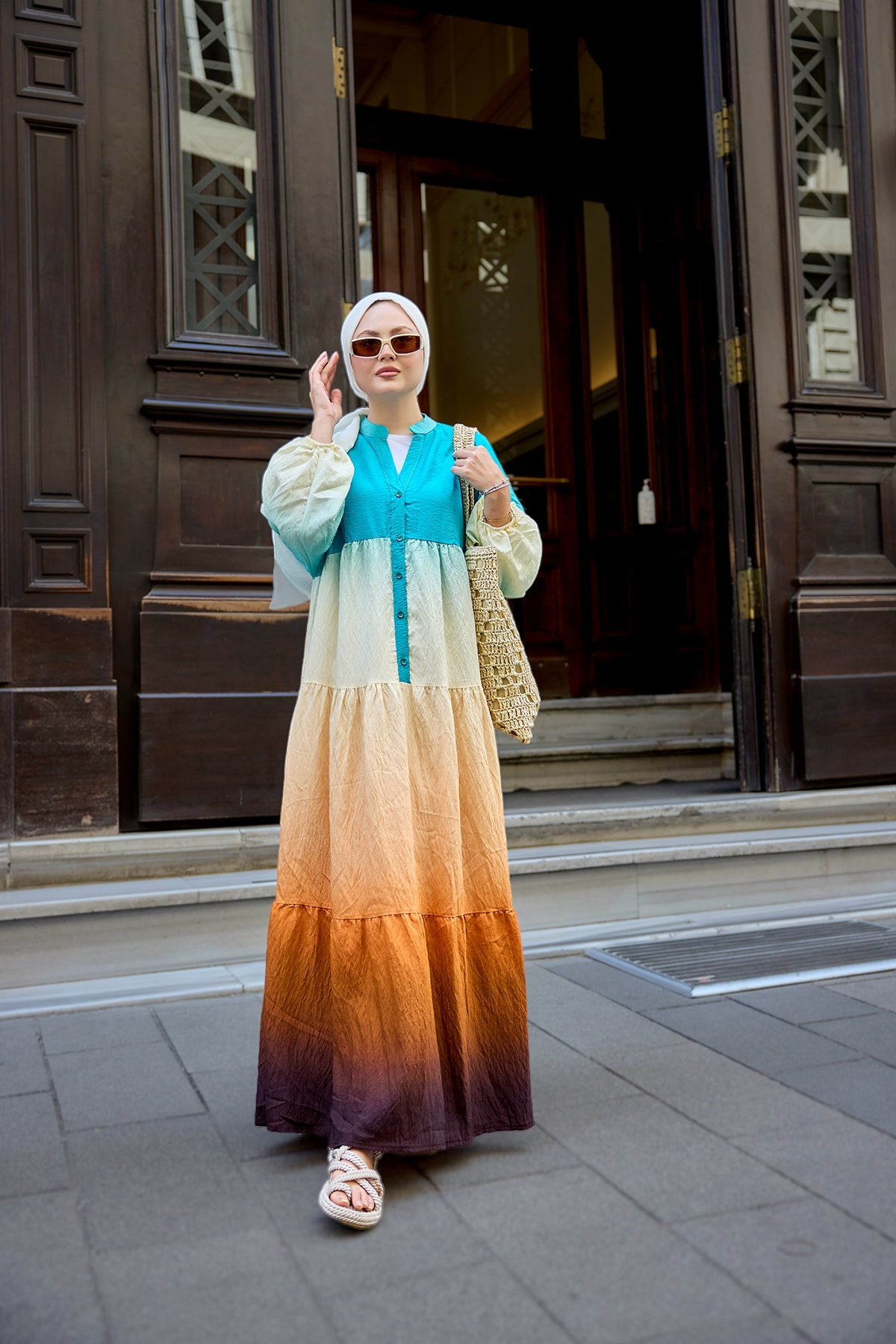 Colorful Tie-Dye Dress Blue