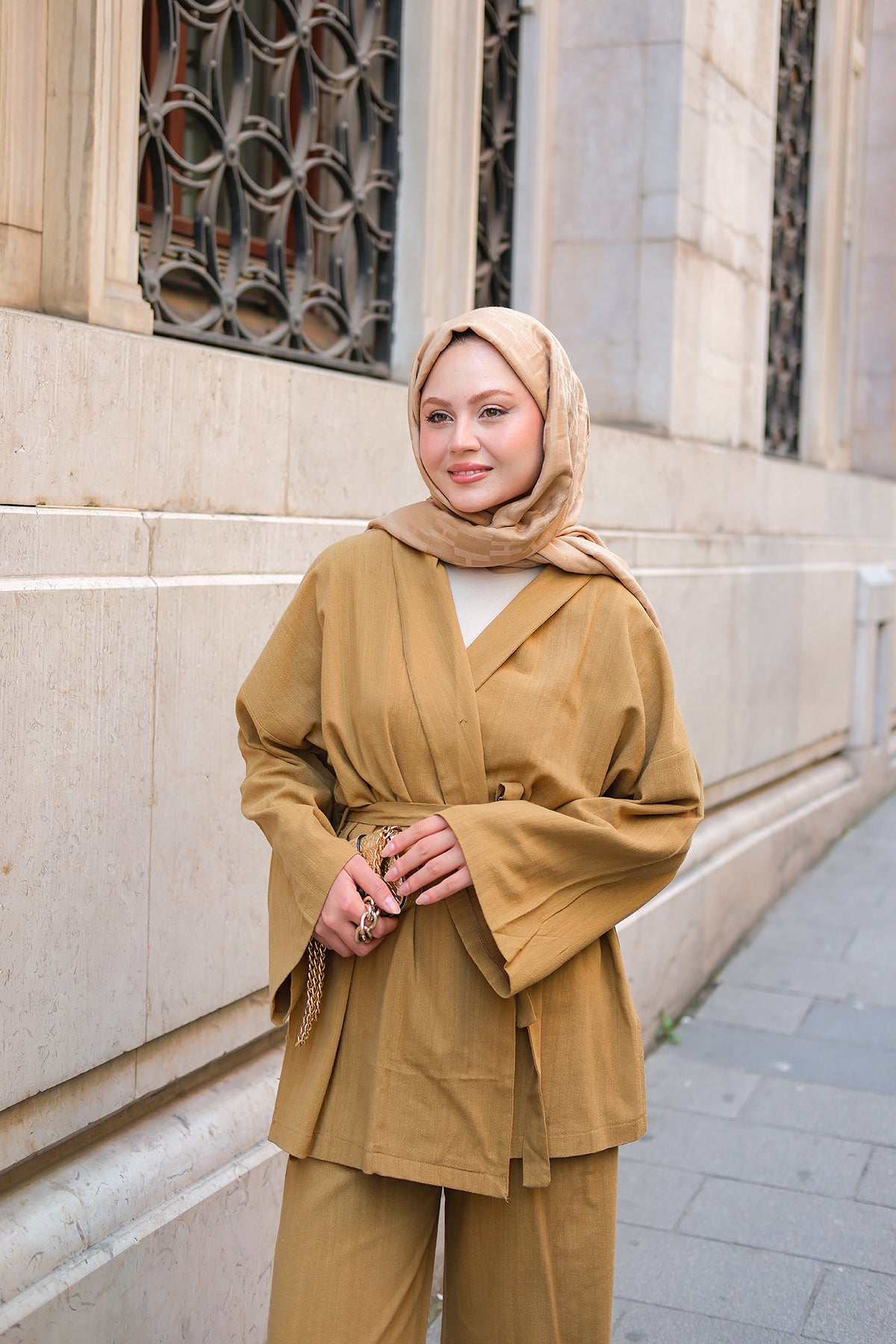 Double-Breasted Linen Suit - Oil Green