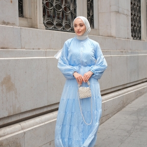 Lined Tulle Dress Light Blue