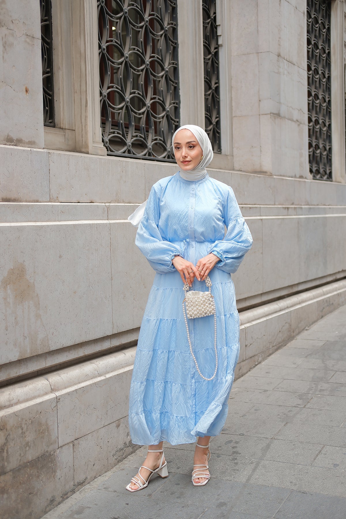 Lined Tulle Dress Light Blue