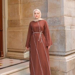 Wicker Belted Dress - Brown