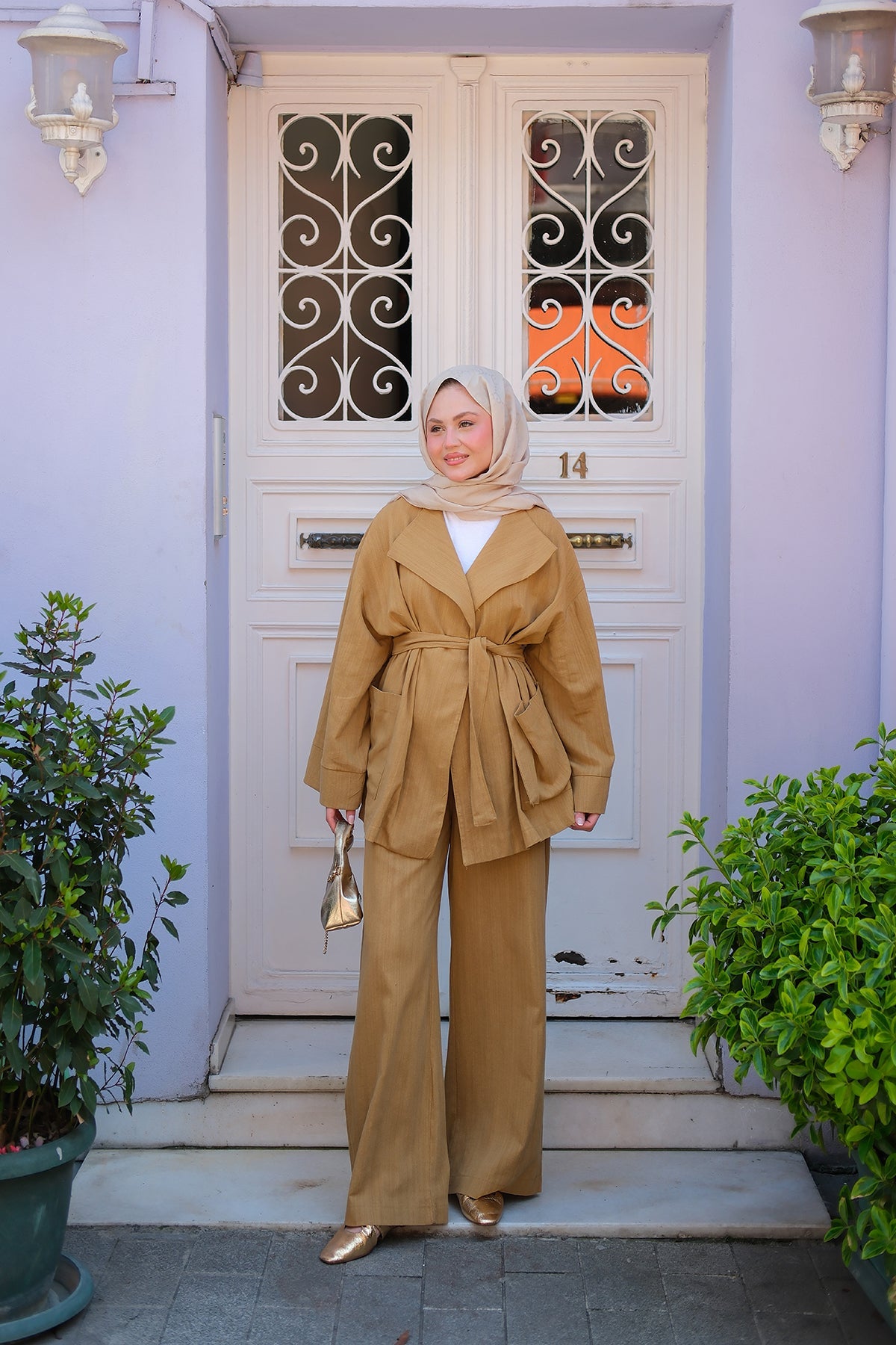 Wide Collar Suit - Oil Green