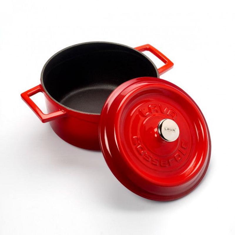 Lava Casting Round Pot. Trendy 20cm. - Red