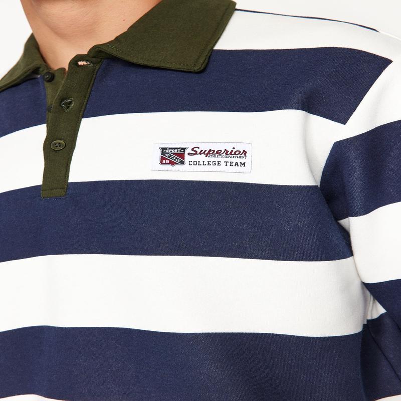 MAN Men's NAVY BLUE STRIPED Long Sleeve Regular Sweatshirts