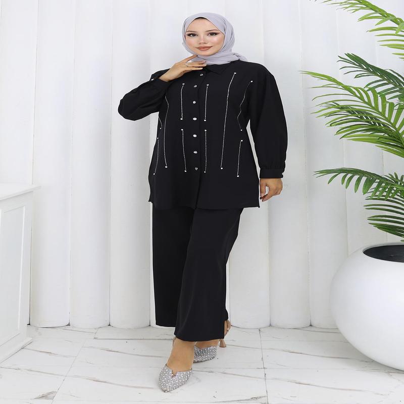 Stone Detailed Set Black 19266