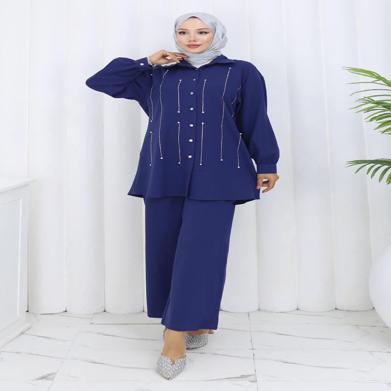 Stone Detailed Set Indigo 19266