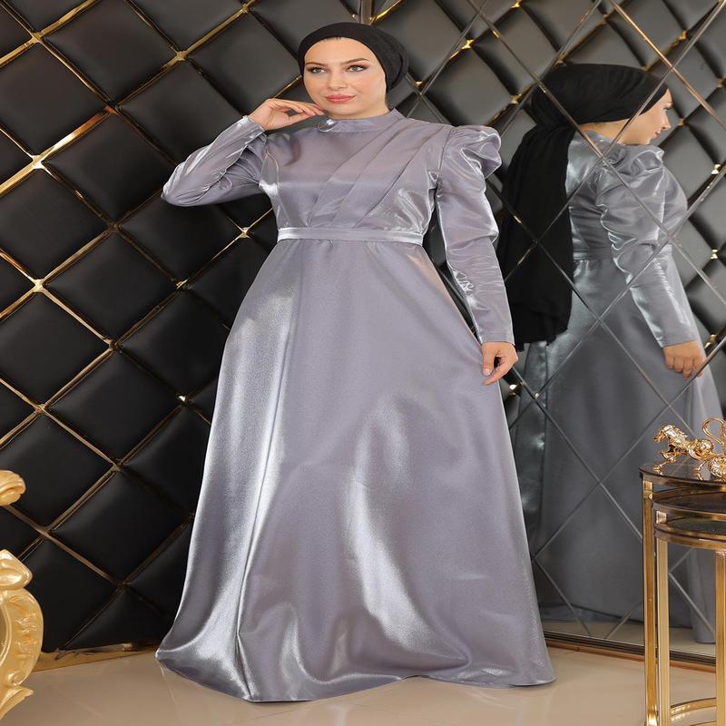 Draped Chest Evening Dress Gray 19124