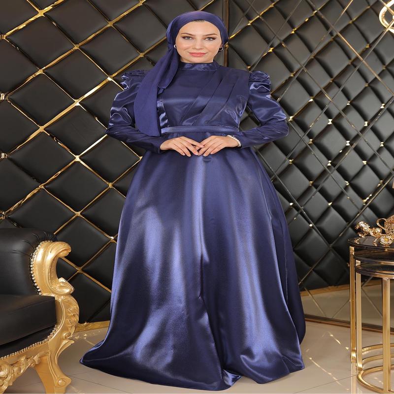 Draped Chest Evening Dress Indigo 19124