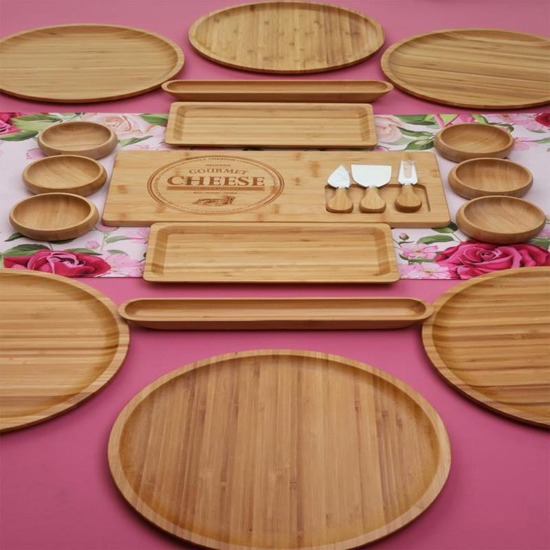 Atbyhome Cradle 20 Piece Natural Bamboo Breakfast Set For 6 People Breakfast Set Presentation Set