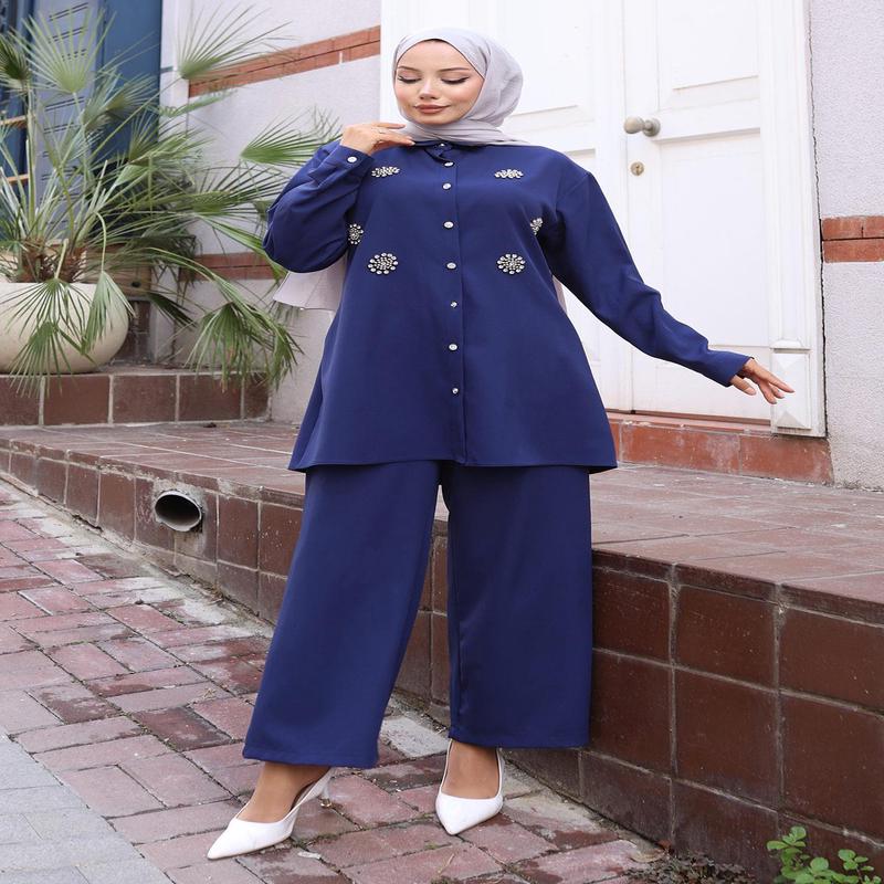 Glitter Stone Detailed Set Indigo 19264