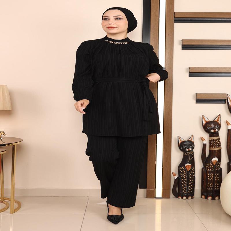 Chain Detailed Suit Black Msw19140-1