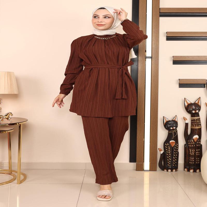 Chain Detailed Suit Brown Msw19140-5