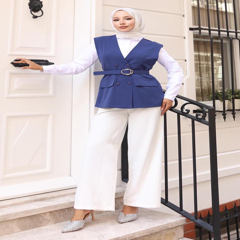 V-Neck Vest Suit Indigo 19254