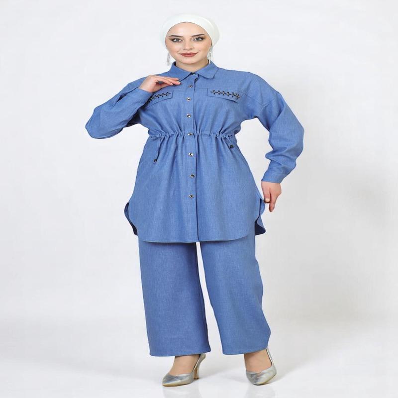 Tied Waist Suit Blue 19220
