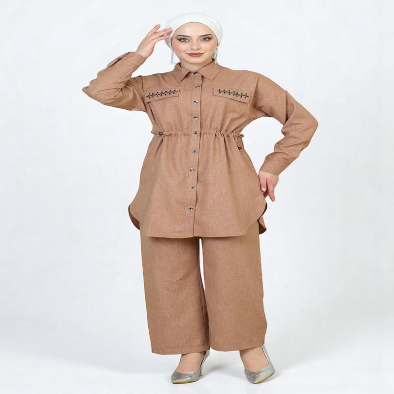 Tied Waist Suit Tan 19220