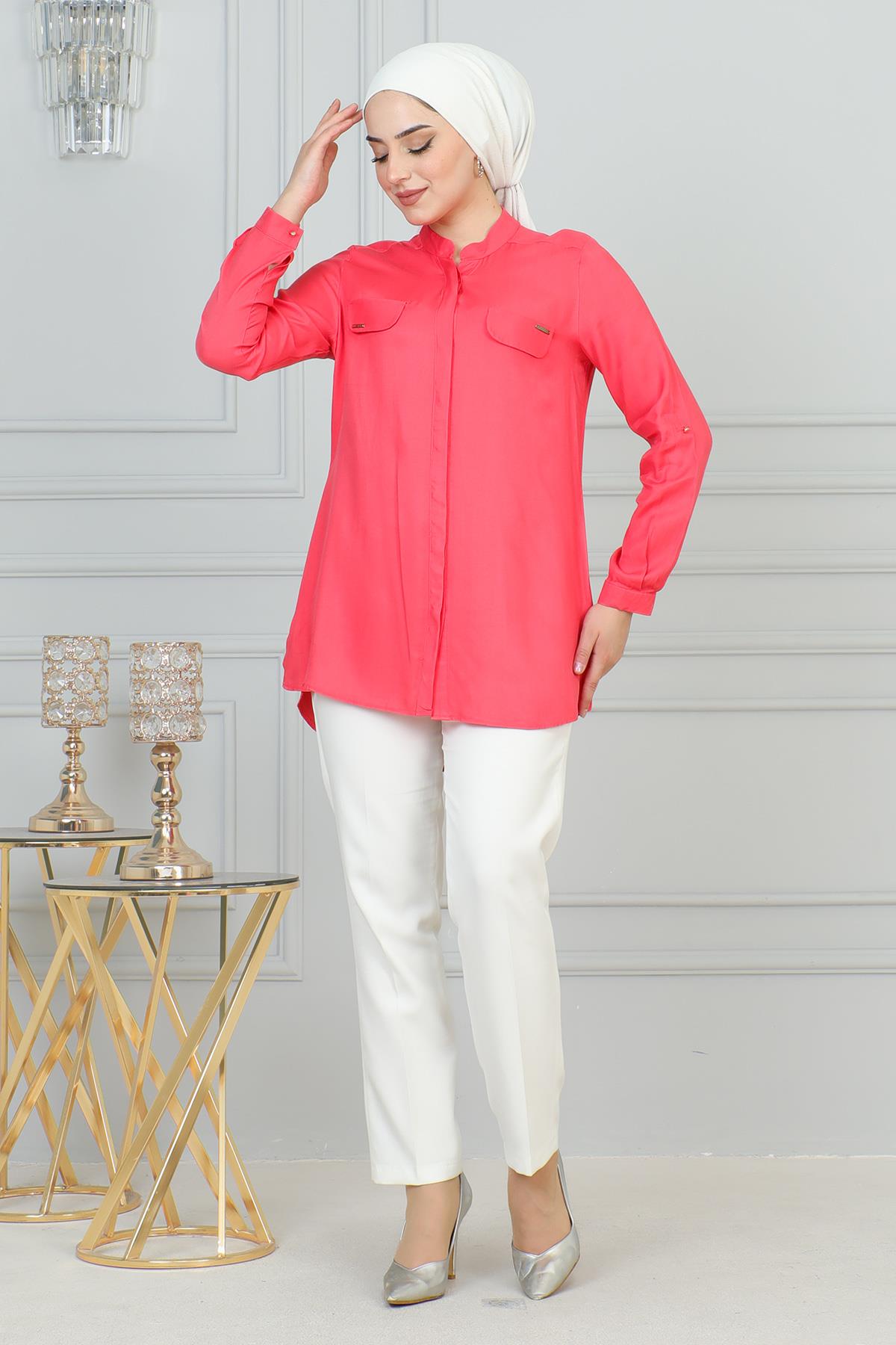 Tunic With Ornamental Pockets, Pomegranate Flower 6104