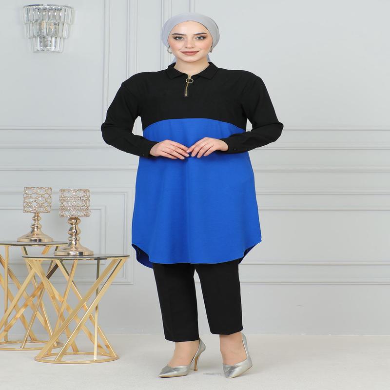 Zipper Detailed Tunic Black 6098