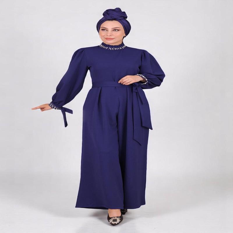 Pearl Detailed Jumpsuit Dress Indigo Msw19152-2