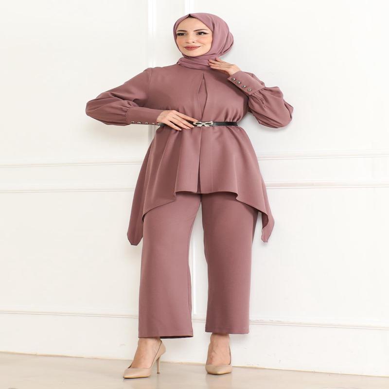 Belt Detailed Set Dusty Rose Msw19001-3