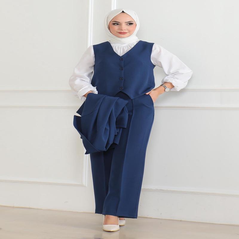 Vested Three-Piece Suit Indigo Msw19222-2