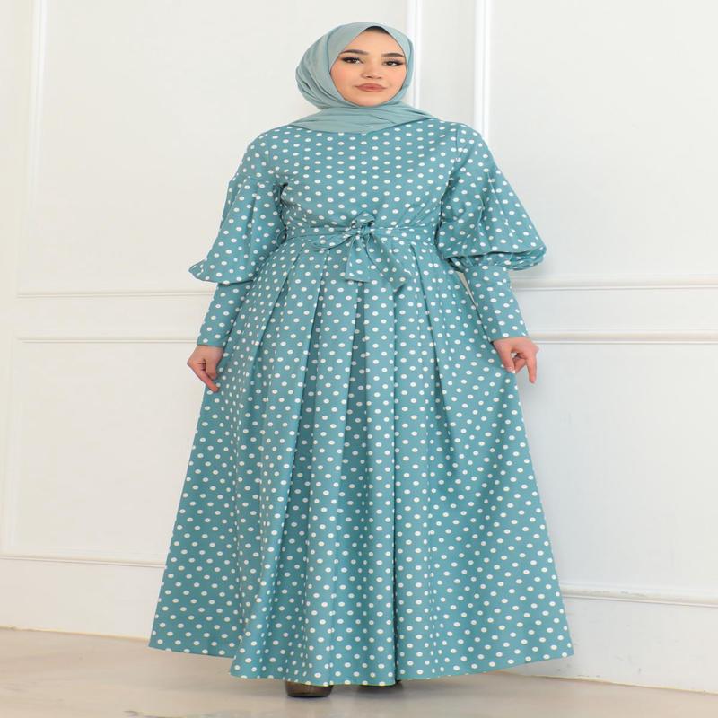 Belted Polka Dot Dress Mint 6129