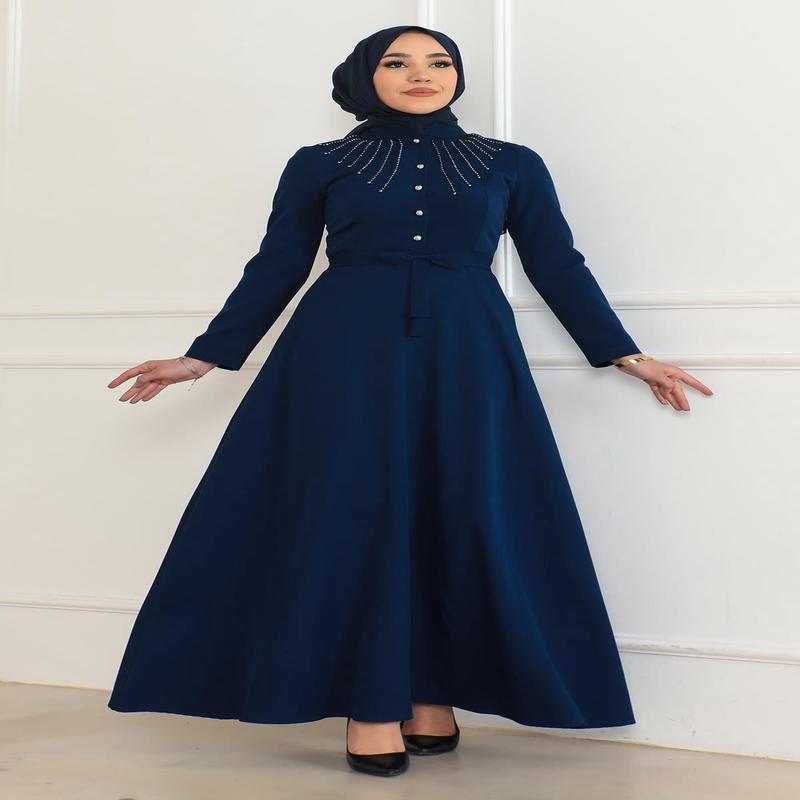 Stone Detailed Dress Indigo 6133