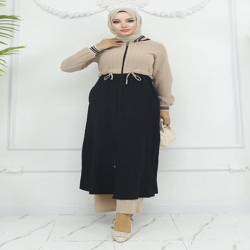 Tied Waist Ribbed Suit Black 19237