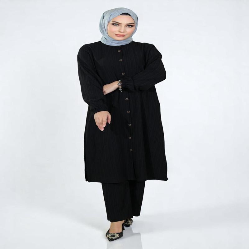 Buttoned Two-Piece Suit Black 19179