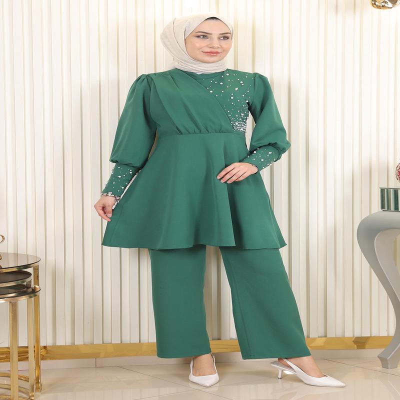 Pearled Two-Piece Set Emerald 17801