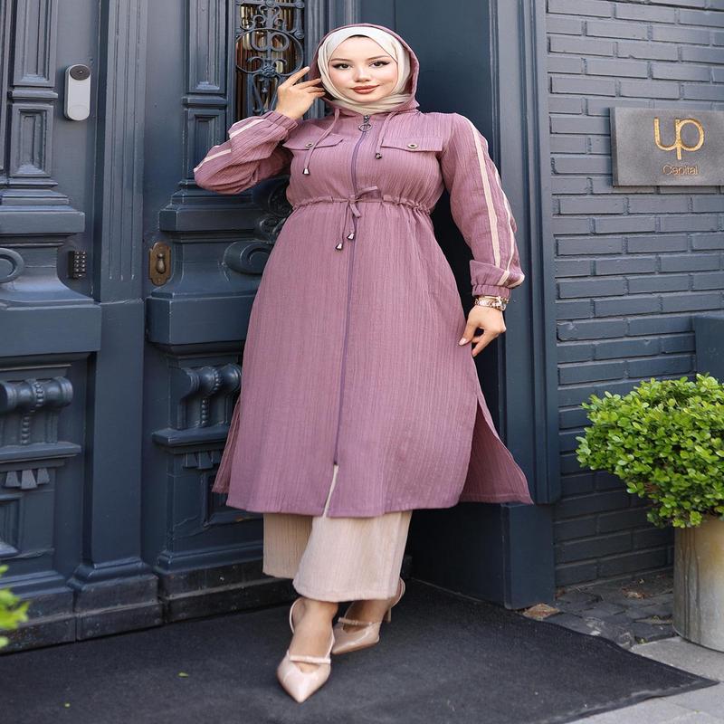 Tied Waist Hooded Set Dusty Rose 19241