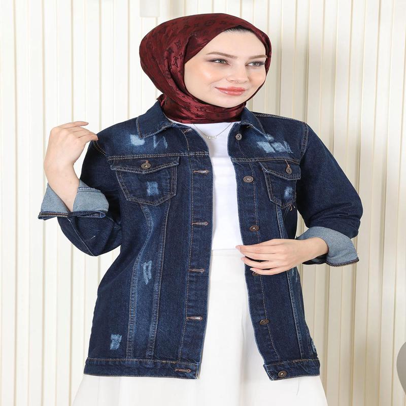 Buttoned Denim Jacket Dark Denim 6009