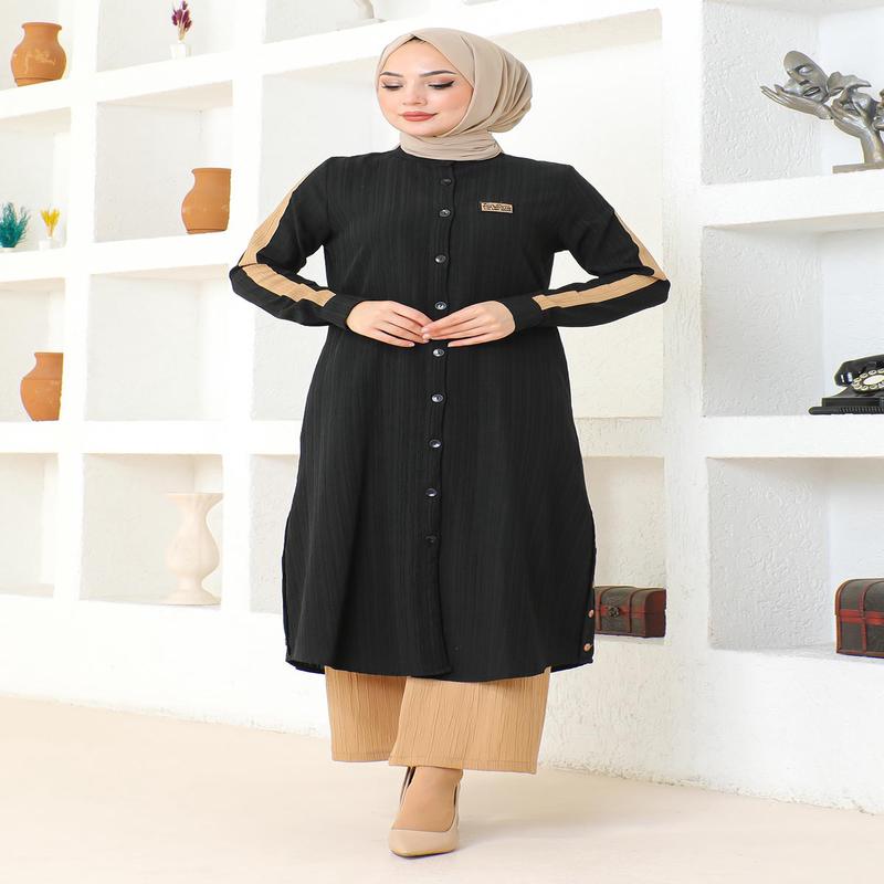 Emblem Detailed Buttoned Suit Black 19194