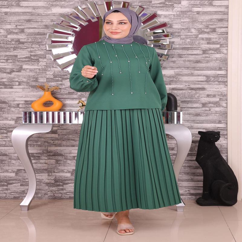 Pearl And Stone Detailed Set Emerald 19135