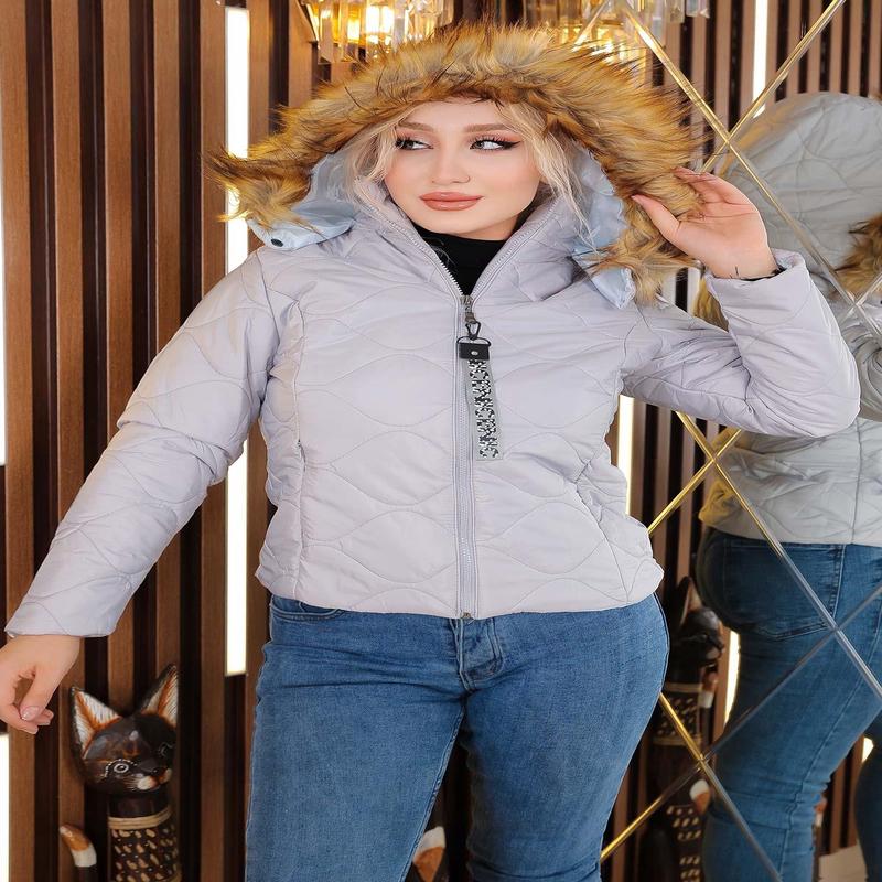 Short Quilted Puffer Coat Gray 12256