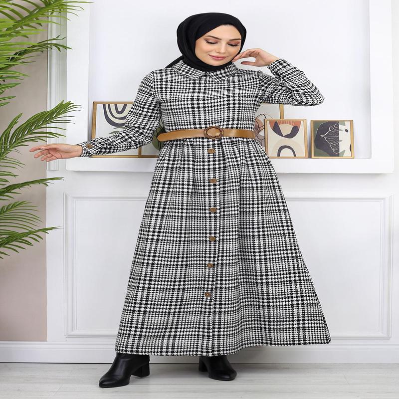 Button Detailed Dress Black 19166