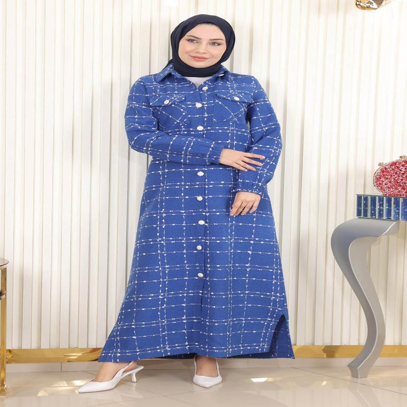 Buttoned Cashmere Coat Indigo 19260